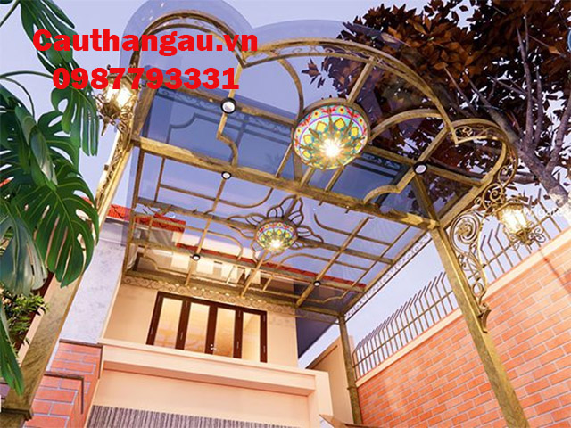 Mái che sắt nghệ thuật kính cường lực tại hà nội Mái che sắt nghệ thuật kính cường lực tại hà nội